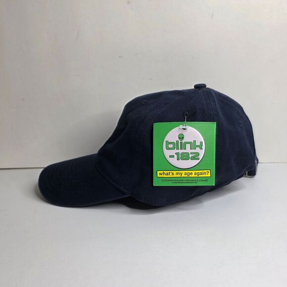 Online Ceramics x blink-182 “Alien Hat” - Navy Green Hat Adjustable Cap - NEW - Picture 3 of 7
